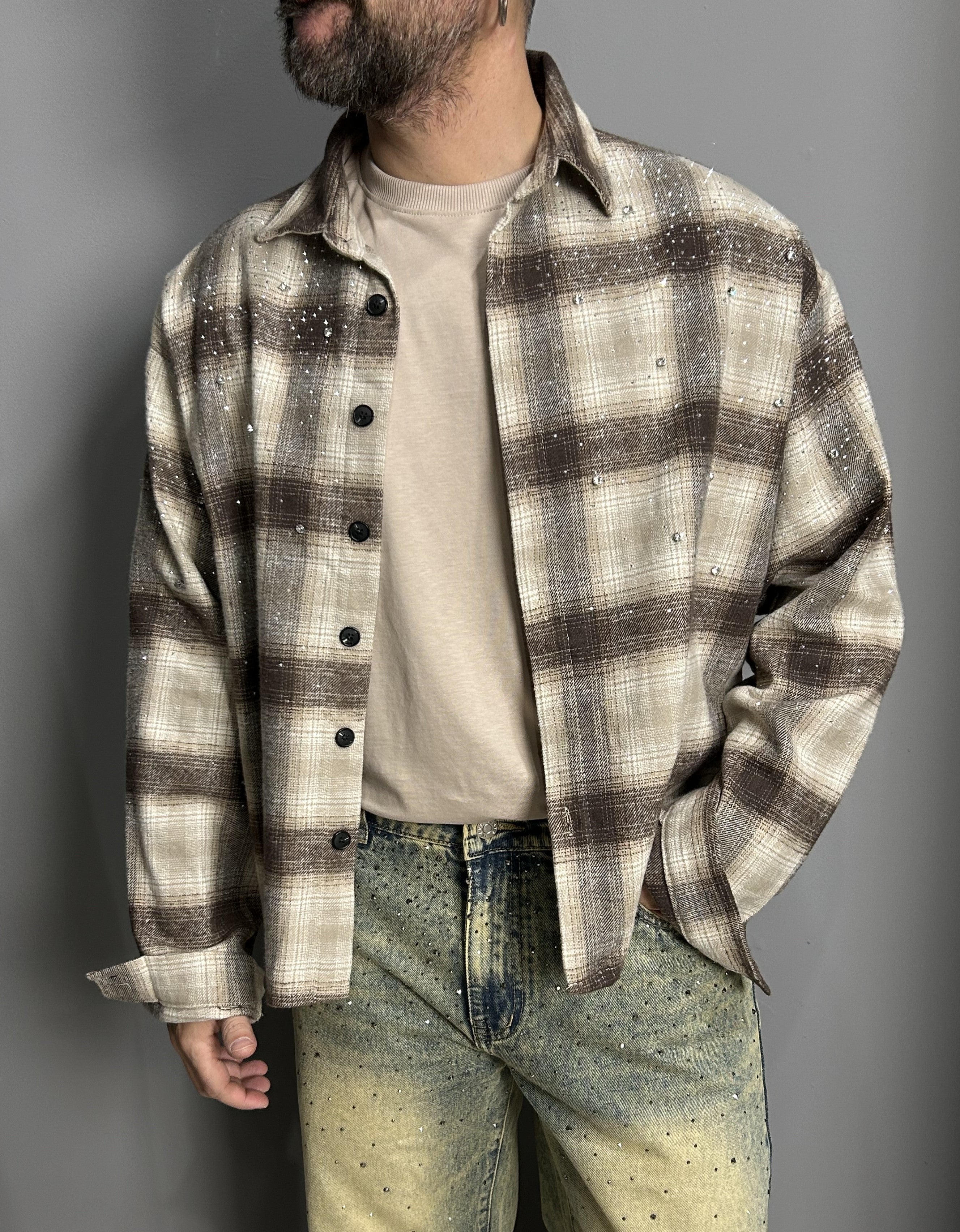 Camicia 'CROPPED' brillantini